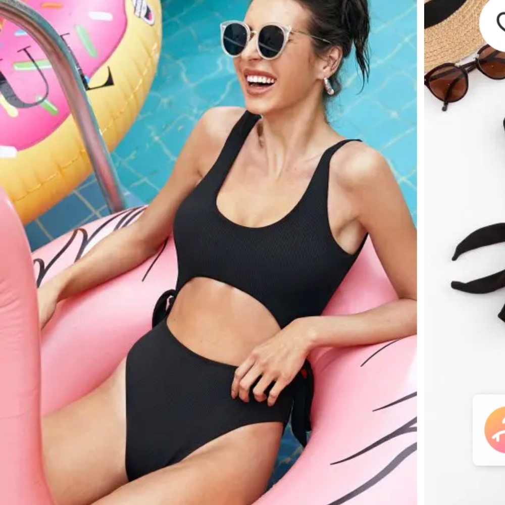 ZAFUL Side Knot Cutout Ribbed High Cut One-piece Swimsuit - Black M